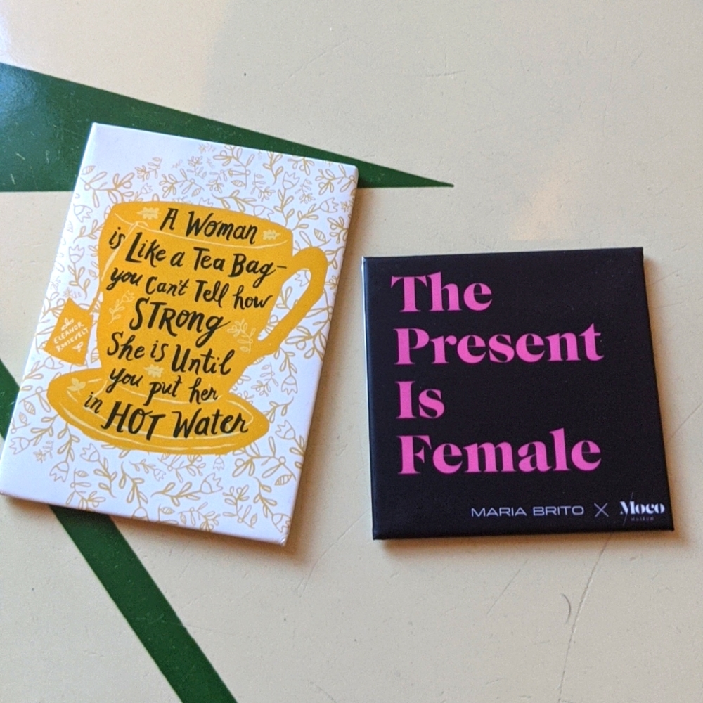 Pair of feminist refridgerator magnets